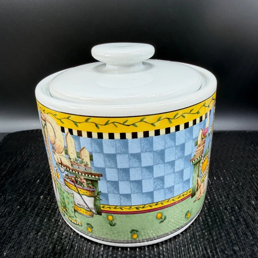 Sakura Garden Vignette Debbie Mumm Sugar Bowl Canister Jar with Lid 1999 Vintage